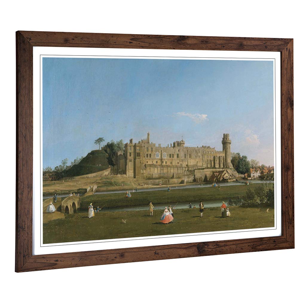 Big Box Art Framed Print of Giovanni Canaletto Warwick Castle Design | Wall Art Picture | Home Decor for Kitchen, Living Room, Bedroom, Hallway, Walnut, A2 / 24.5x18 Inch / 62x45cm