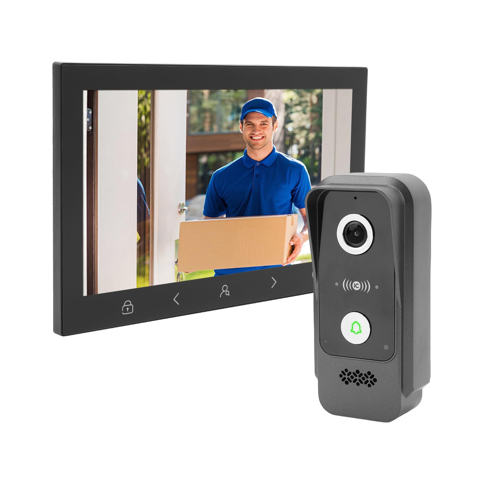 10" 1080P Videosprechanlage mit WLAN Bluetooth, IC Karte Öffnung, IP65 wetterfeste Smart Video Türklingel für Haus