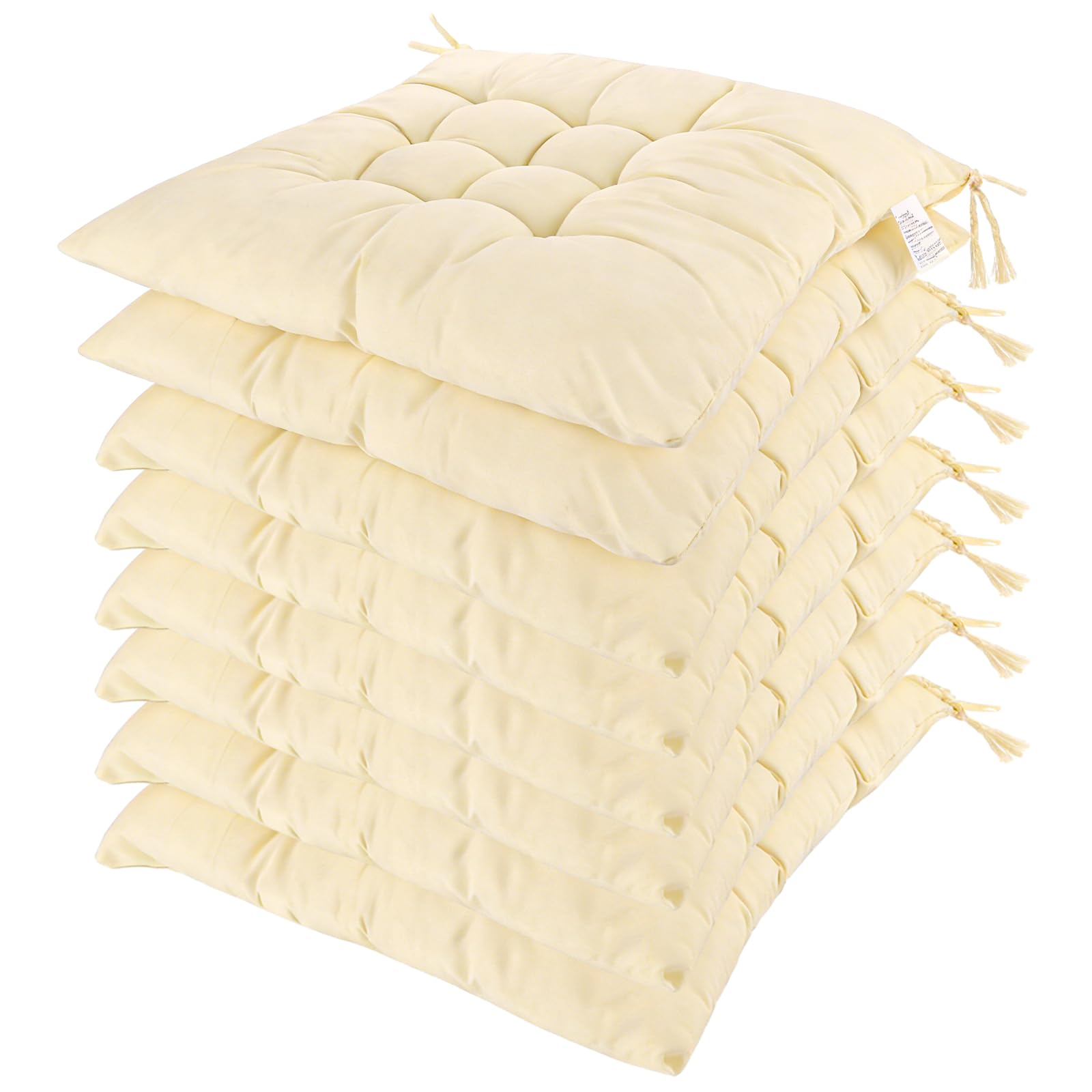 DAJAVE Set di 8 cuscini per sedia, 40 x 40 cm, in memory foam, ortopedici, per sedia da ufficio, mal di schiena, interni ed esterni, color crema