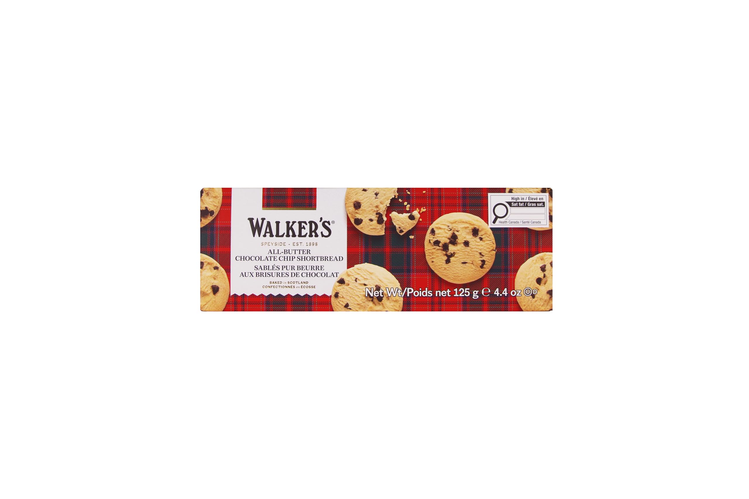 Walker's Shortbread Chocolate Chip Cookies, Pure Butter Shortbread Cookies, 4.4 Oz (Pack of 4)