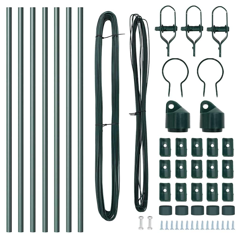 Słupki ogrodzeniowe 9 szt. stalowe słupki ogrodowe zielone 80 cm
