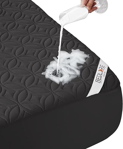 Miniatura 10 de BEDLORE Protector de colchón impermeable, protector de colchón tamaño Queen, silencioso, con bolsillo profundo de 6 a 18 pulgadas de profundidad, 1