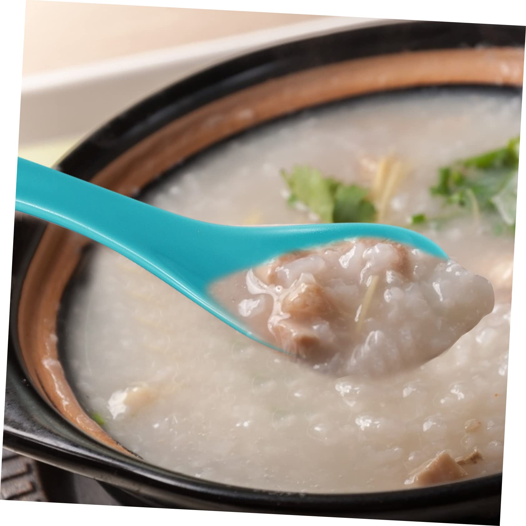 BRIGHTFUFU 6pcs Ceramic Spoon Drink Garnish Noodle Rice Spoons Of Noodles Ramen Stirring Spoons Coffee Spoon Melamine Spoon Coffee Stir Spoons Tea Spoon Dessert Spoon Pho Spoon Green Ceramics