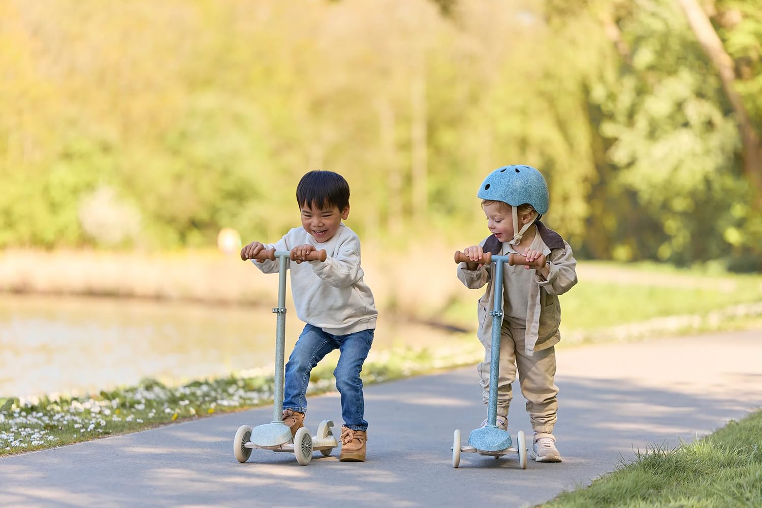 Little Dutch Kinder Scooter - Stabiler Roller - Höhenverstellbarer Cityroller - Sportlicher Kinderroller - Tretroller mit 3 Rädern - Unisex - von 3-5 Jahre - bis zu 50 kg - Safari Dreams - grün