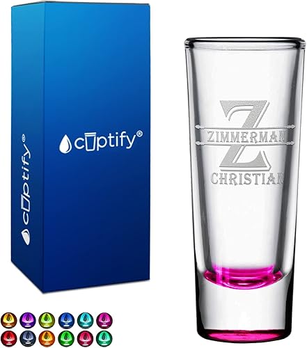 Bloque de inicial de vidrio de chupito personalizado de 2 onzas, tirador alto con texto personalizado, regalo de cumpleaños, decoraciones de fiesta