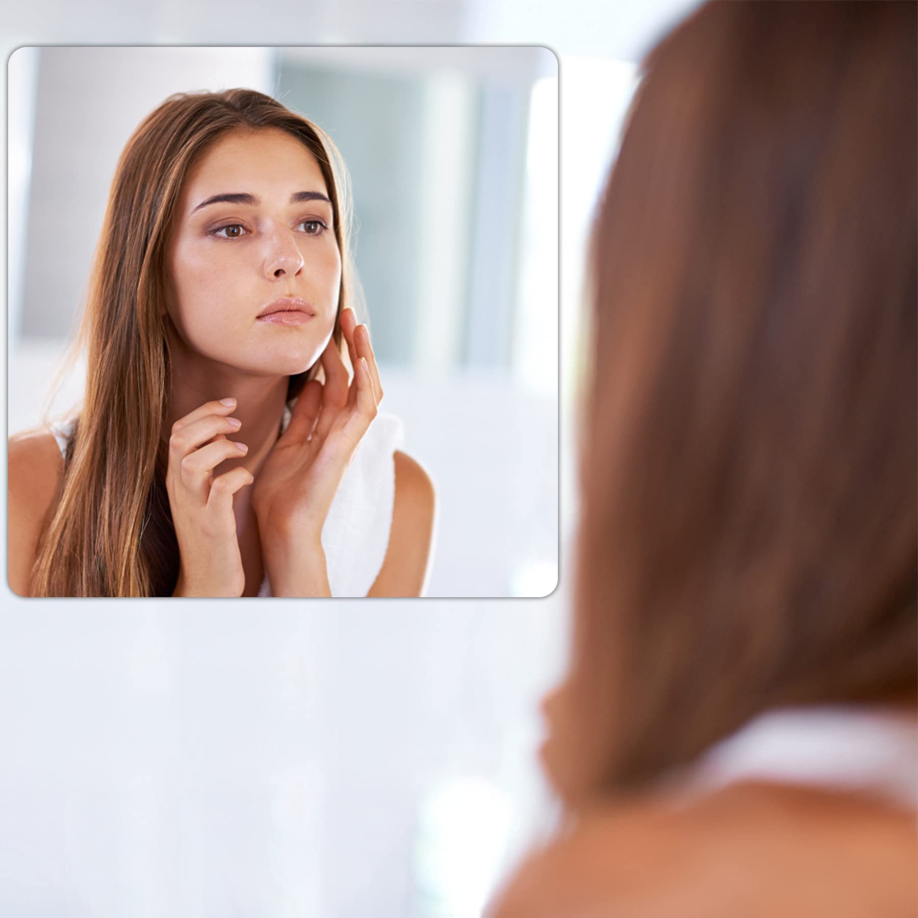 4 Pack Self Adhesive Mirror 8x8inch Adhesive Mirror Tiles 2MM Thick