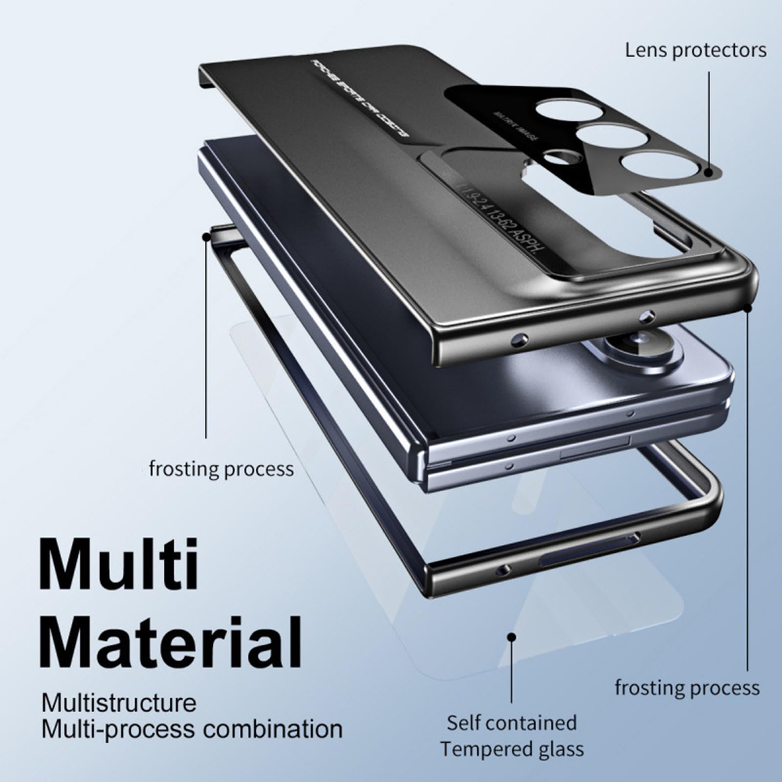 Dünne Hülle für Samsung Galaxy Z Fold 8 Ultra, Galvanik Gefrostet | All-inclusive Glas Bildschirm Objektiv Schutzhülle Leichte Luxus Geschäftlich Handyhülle,Blau,Fold 8 Ultra