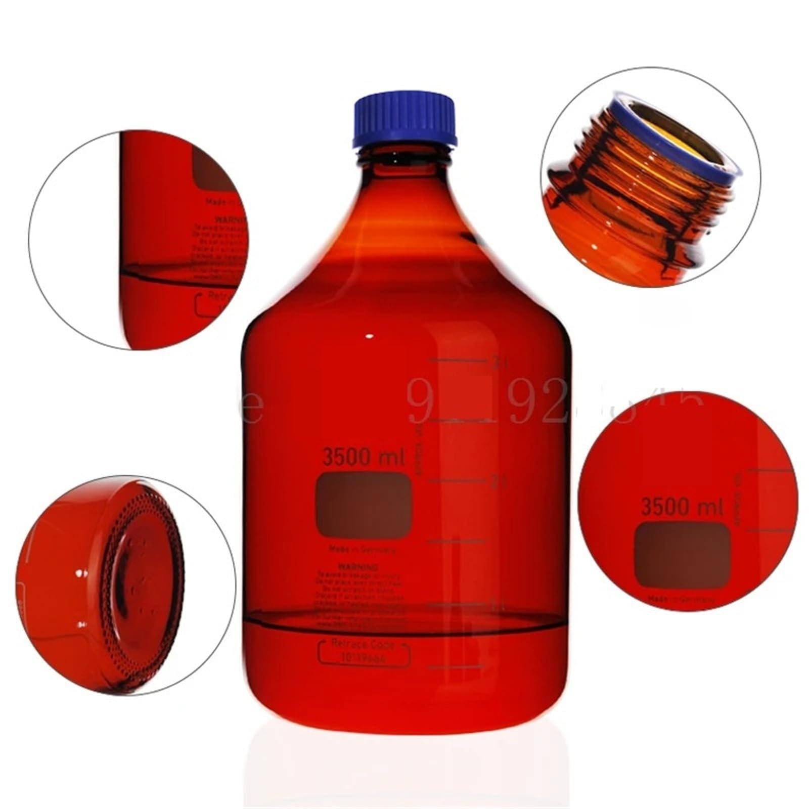 Szklana butelka laboratoryjna na odczynniki, Butelka odczynnika z zakrętką ze szkła borokrzemowego o wysokiej zawartości 25–1000 ml(500mL)
