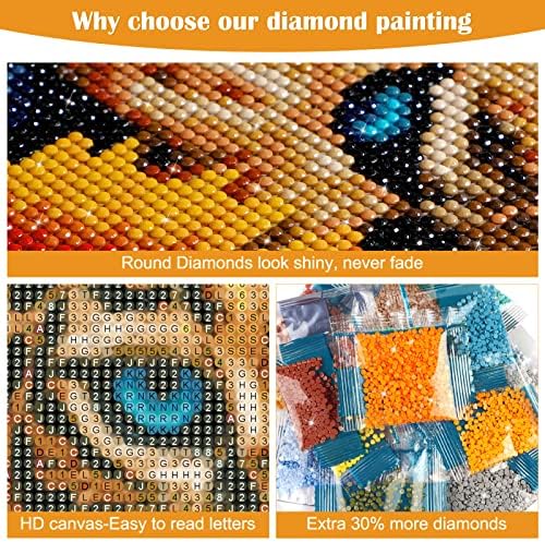 DAERLE Diamond Painting Kits for Adults, Full Diamond Painting Leopard, DIY Diamond Painting Lion Diamond Art Diamond Painting Kit Diamond Art Kits Adults for Home Wall Decor 30x40cm Animal's Face