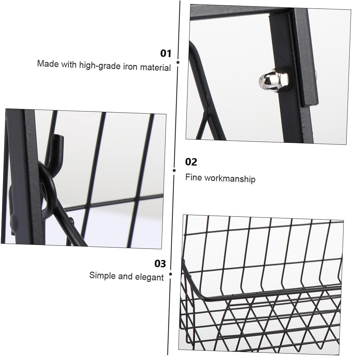 Hemobllo Two Layer Cosmetic Storage Rack with Hollow Design Multi Purpose Kitchen Snack Basket for Pantry Organization and Desktop Use Sturdy Black Organizer for Home Supplies Random Color