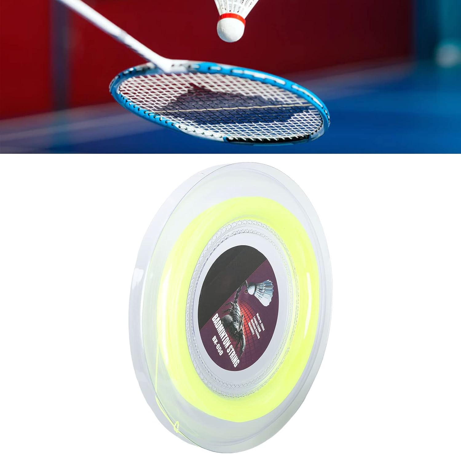 Keenso Badminton Racquet String, 0.72mm 656ft Badminton Racket String Badminton Training Nylon String Line BX 650 (Fluorescent Yellow)