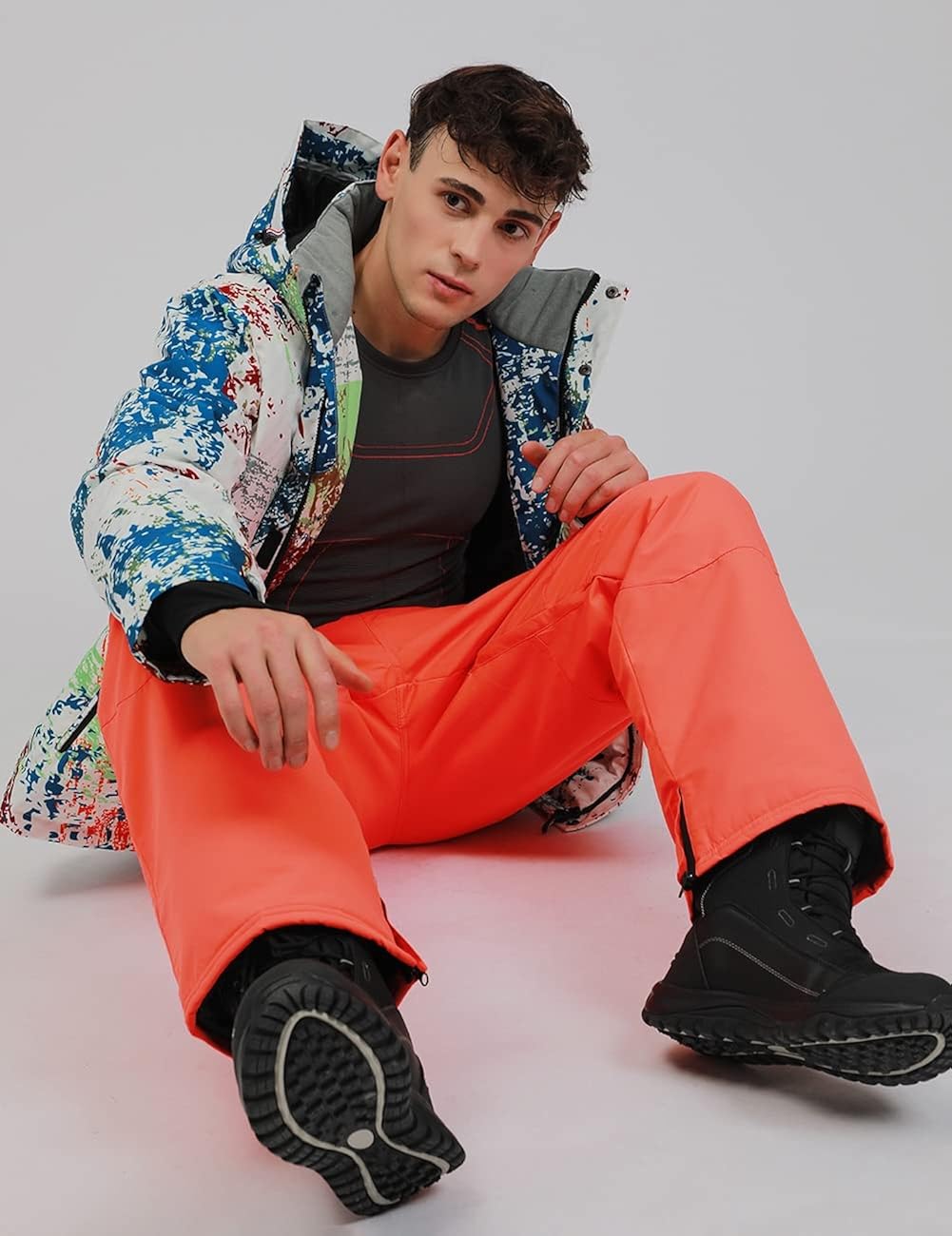 Miniatura 5 de YEEFINE Traje de esquí para hombre, chaqueta de esquí y pantalones, impermeable, traje de nieve para exteriores, cálido invierno, chaquetas de