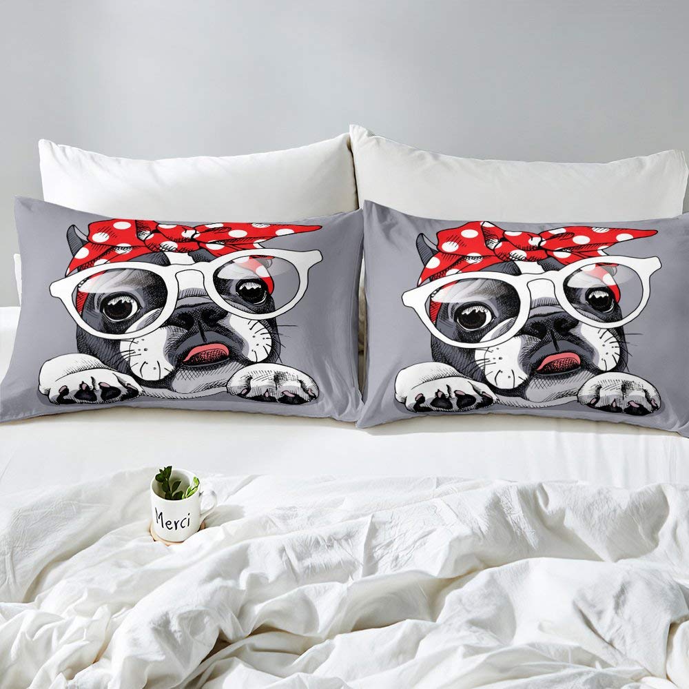 Juego de ropa de cama para niños y niñas, diseño de lazo, color rojo