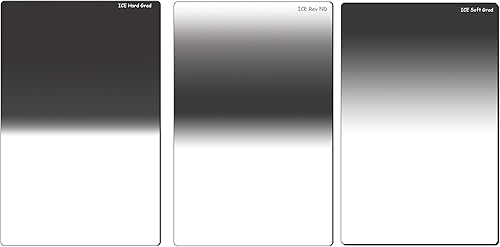 ICE - Juego de 3 filtros ND de 3.937 in x 5.906 in de grado ND (inversa) duro, suave, ND8, densidad neutra, 3 paradas, vidrio óptico ND GND