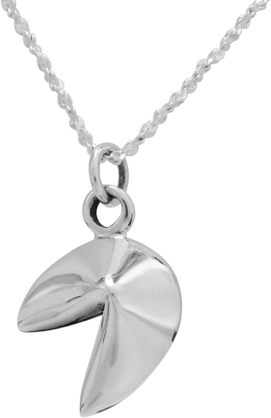 Sterling Silver Fortune Cookie Charm Necklace, CH-1.9