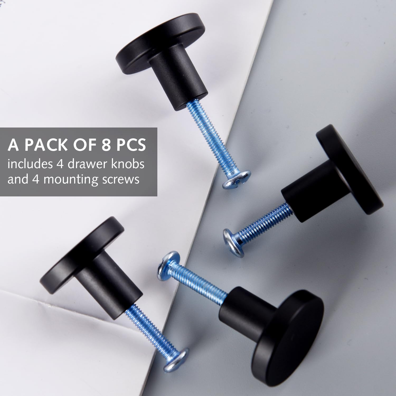 DILUSILK Black Round Cabinet Knobs, 4 Pack, 25mm (Diameter) x 20mm (Height), Aluminum Alloy & Stainless Steel, Modern Style - Image 3