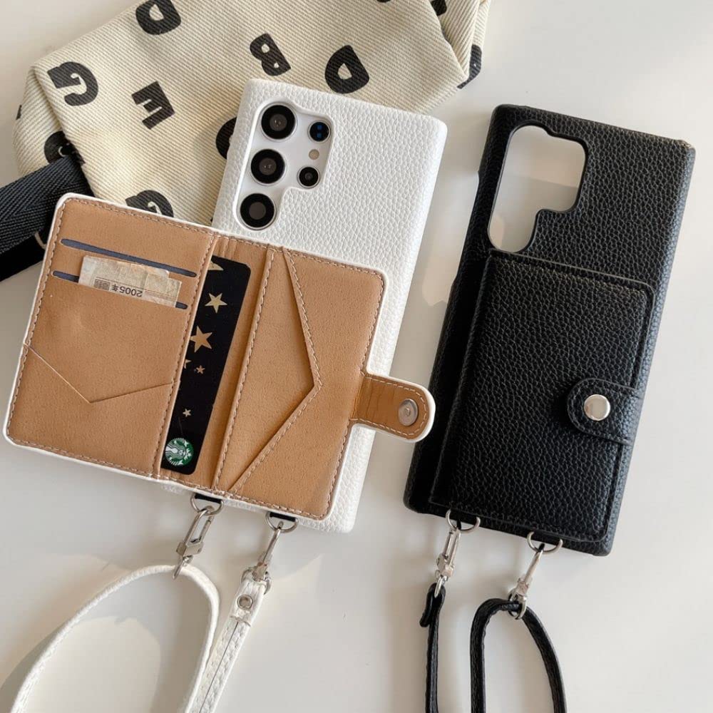 Moda Litchi skórzany pasek na ramię na szyję etui na telefon do Samsung S23 Ultra S20 S21 S22 uwaga 8 9 10 20 Crossbody portfel pokrywa, brązowy, S9