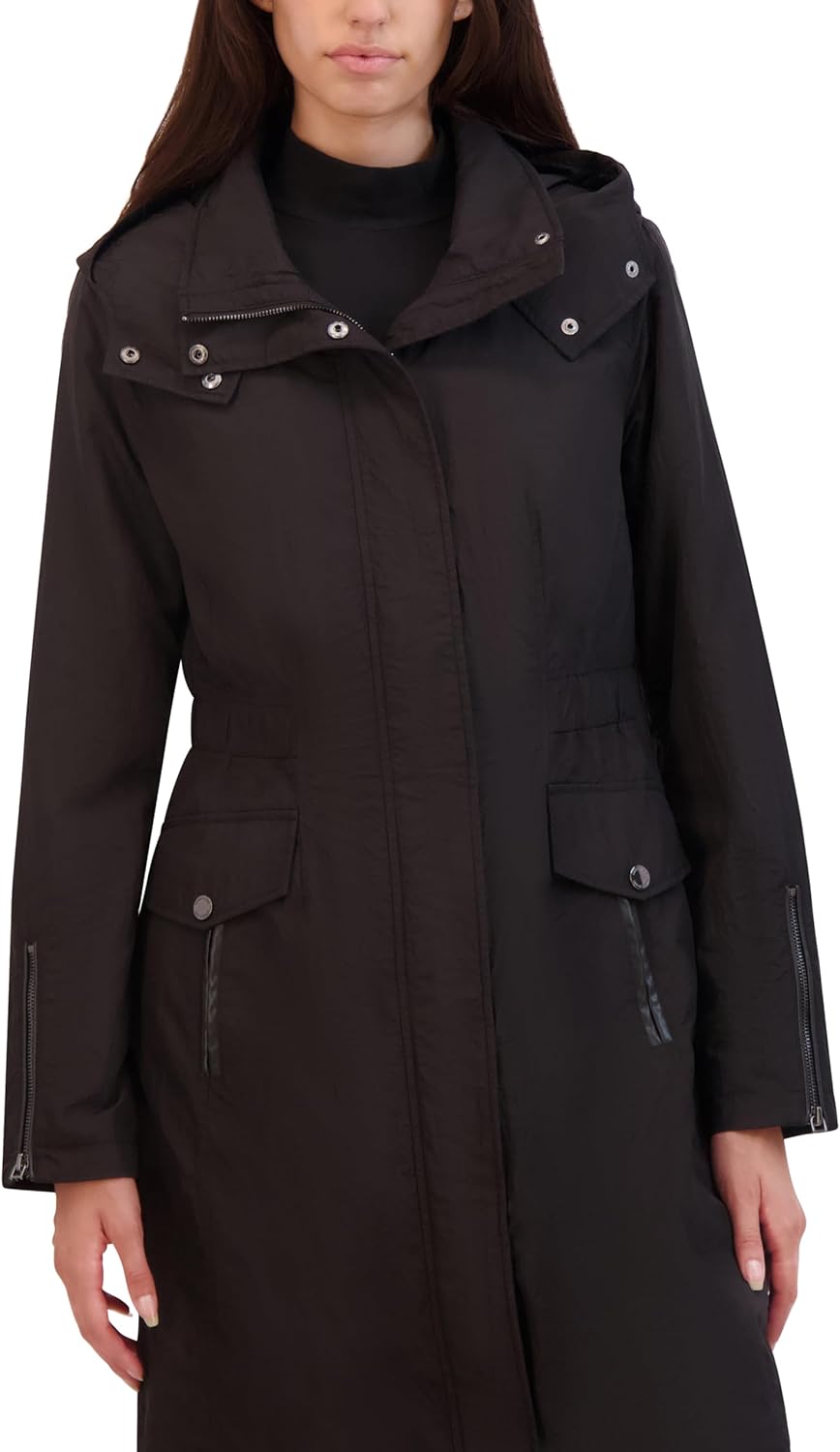 Kenneth Cole Women's Midweight Pearlized Water Resistant Rain Anorak Coat