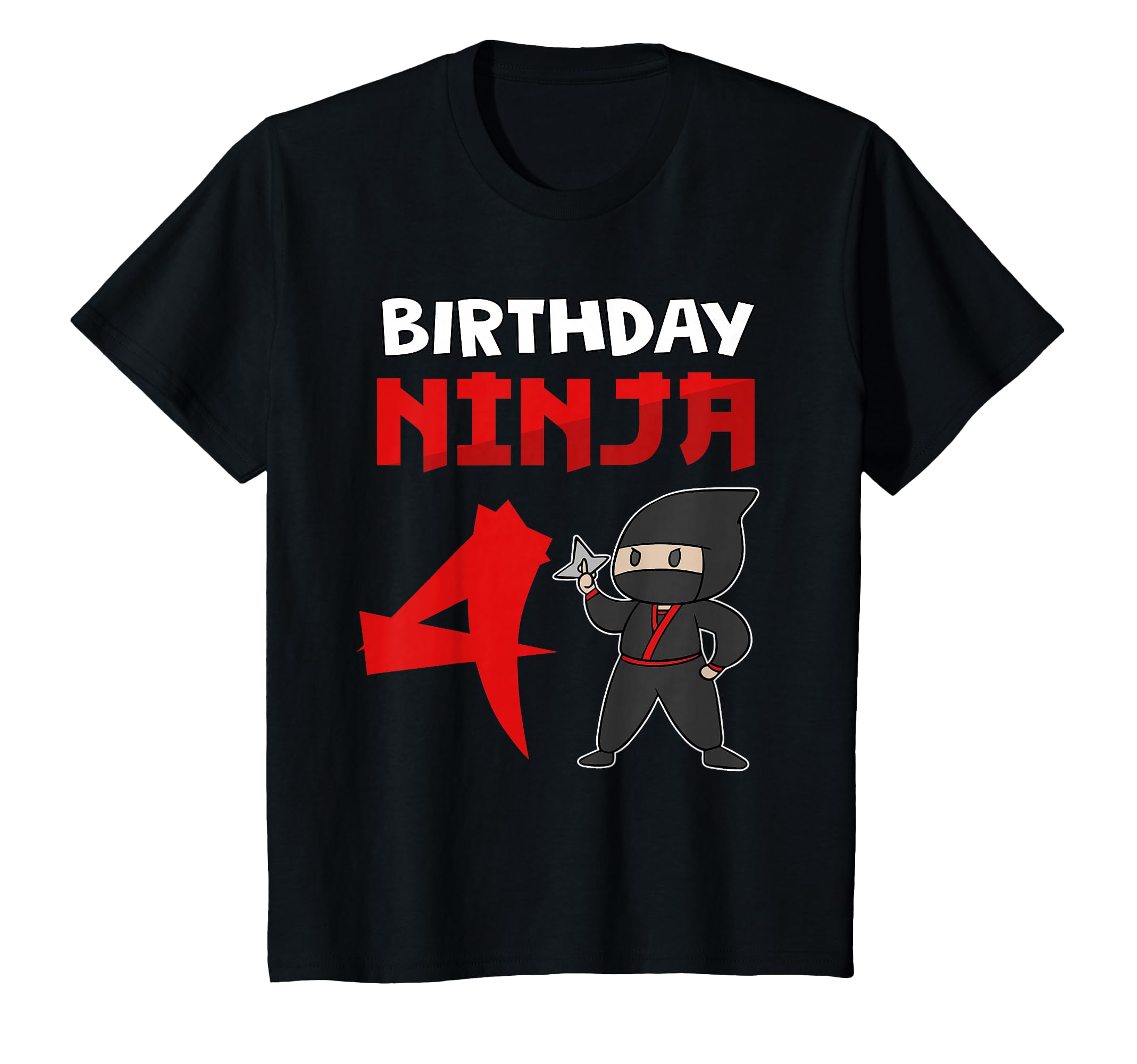 Kids 4th Birthday Ninja Funny 4 Years Old Ninja Costume T-Shirt