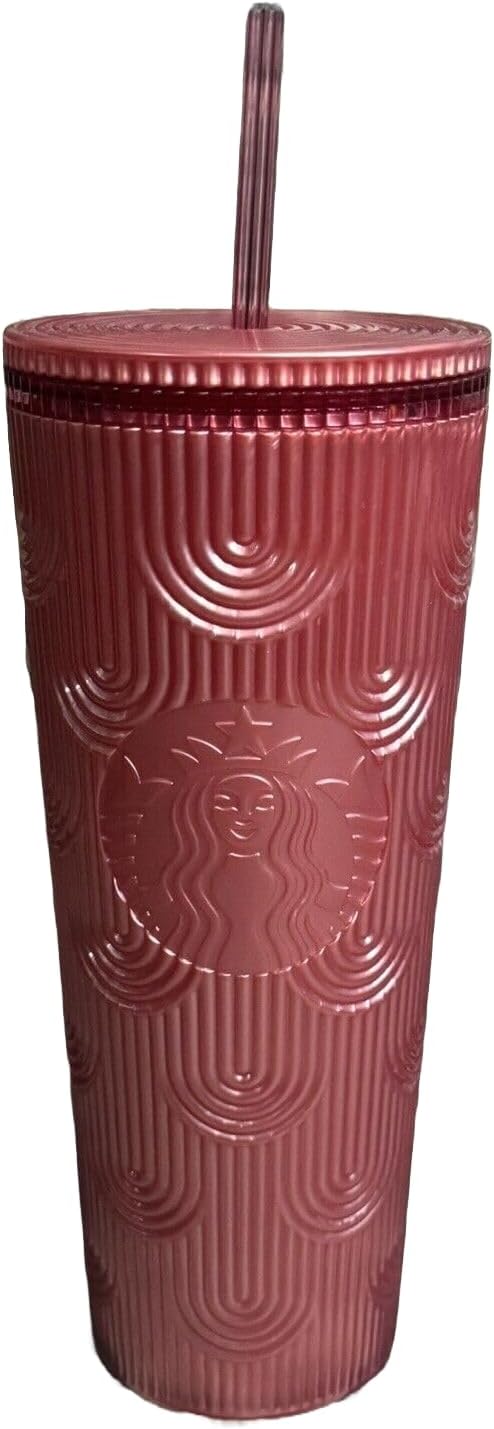 Starbucks Dusty Rose Pink Shimmer Shell Mermaid Scales Cold Cup Tumbler 24 oz Venti