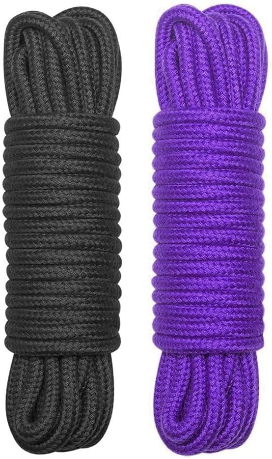 Soft Cotton Rope| Multifunctional & Durable|Easy to DIY for Daily Using |Natural Utility Long Rope Suitable for Swing, Camping, Hanging Clothes & Home Decor|9.6 Ounces|Black & Purple|