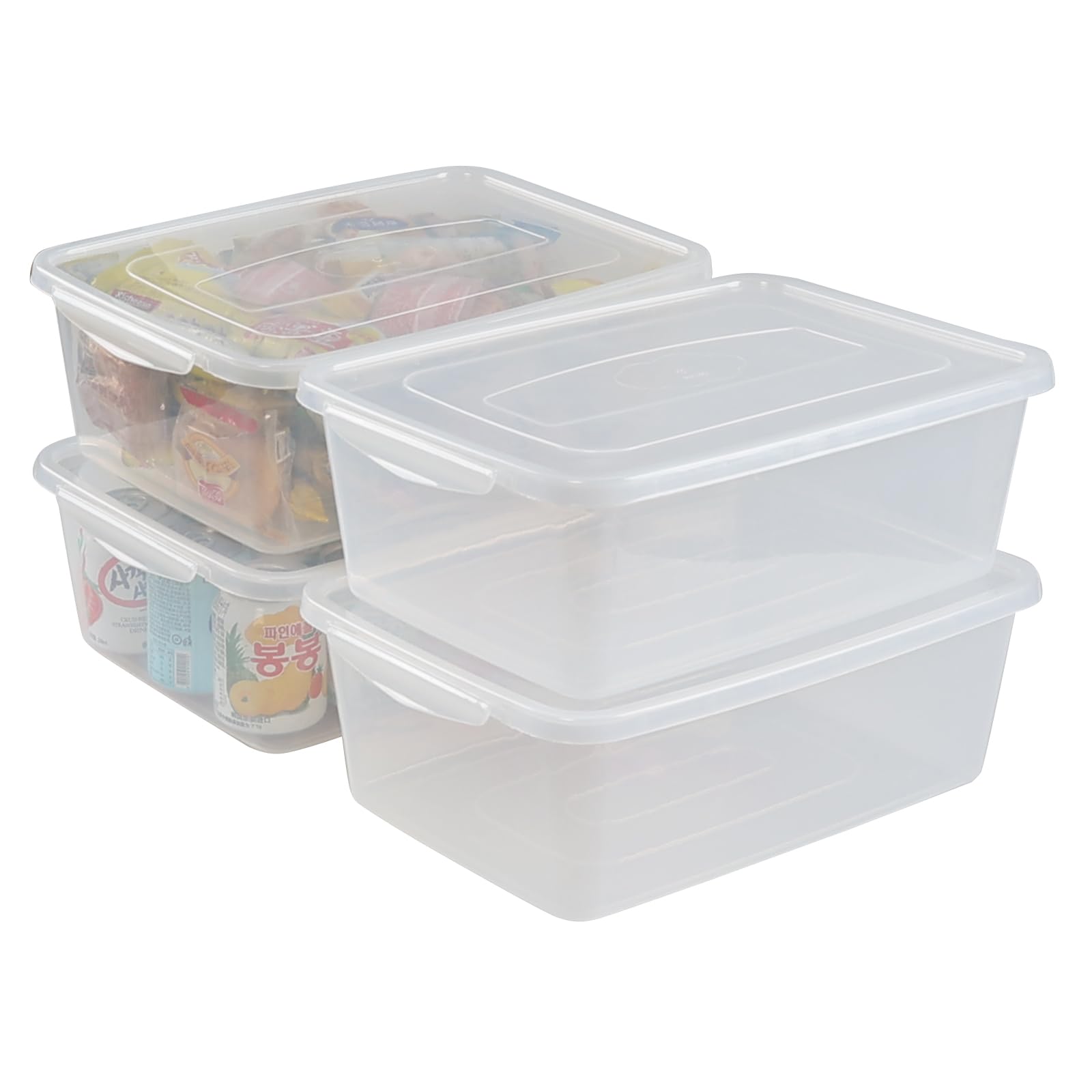 Lot de 4 bacs de rangement transparents de 12,7 litres, boîte de rangement à verrouillage en plastique avec couvercle