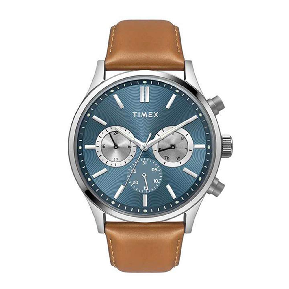 TIMEX Leather Mens Analog Wrist Blue Dial Brown Strap Watch-TWEG19601 (B08WHWTMHC) Amazon Price History, Amazon Price Tracker