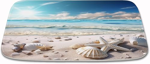 Miniatura 1 de Alfombra de baño con temática náutica de concha tropical y conchas marinas, conchas marinas, para baño, alfombra antideslizante con parte trasera de