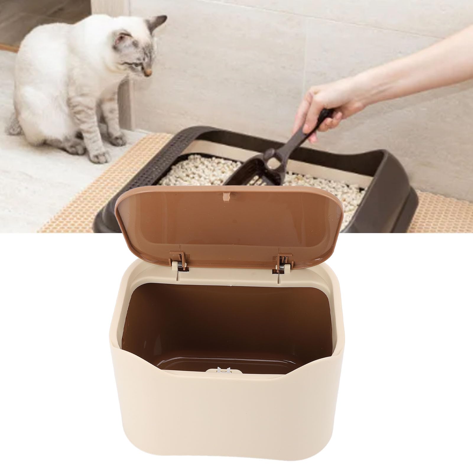 Mini Bote de Basura Multiusos para Desechos de Gatos, Diseño Compacto y que Ahorra Espacio, Reduce el Olor, Diseño Cerrado, Bote de Basura para estadio para Gatos para