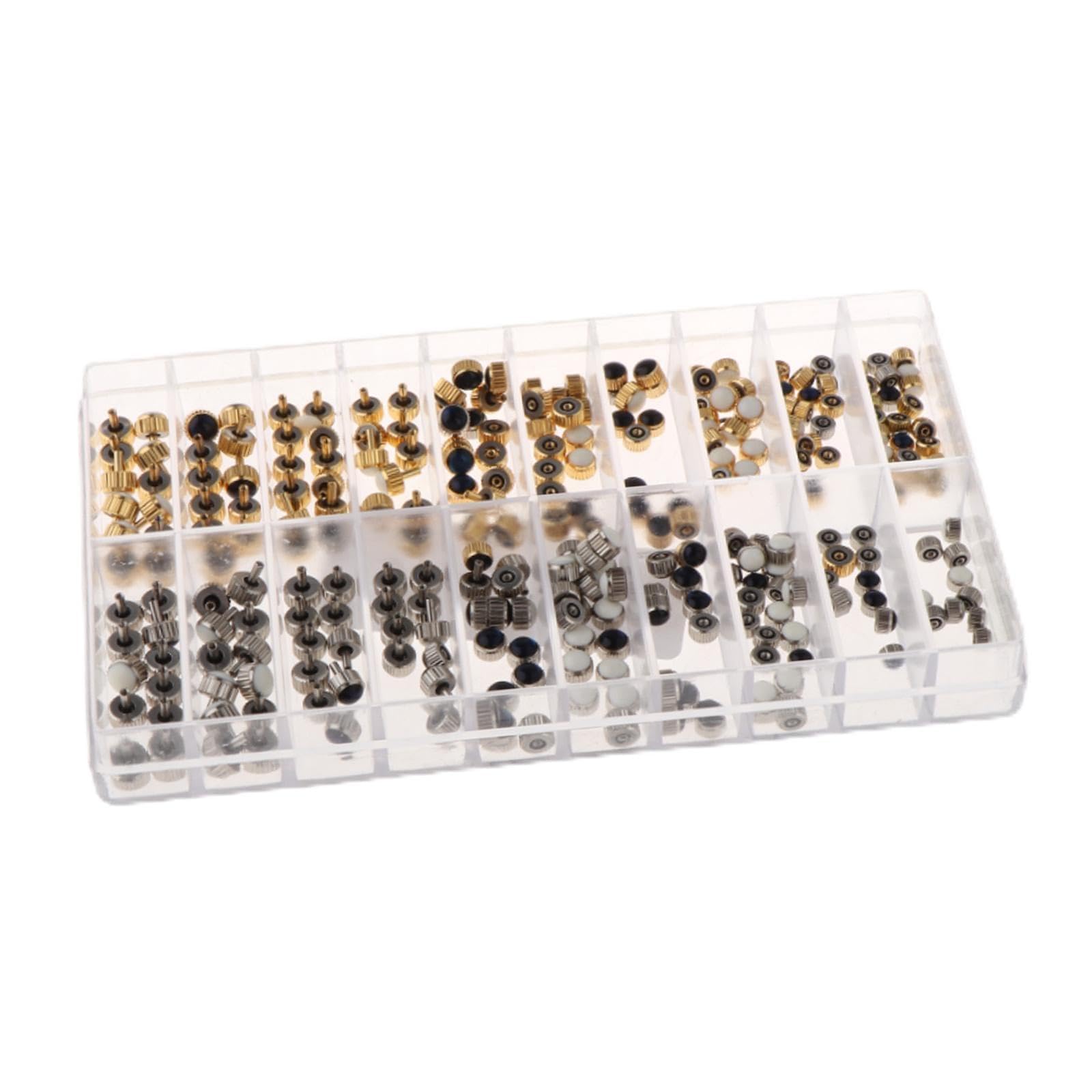 240 Pièces D'accessoires de Réparation de Montres, Couronnes Argentées, avec Boîte de Rangement.