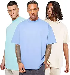 Kit 3 Camisetas Oversized Marfim, Azul Opala, Verde Beb Algodo