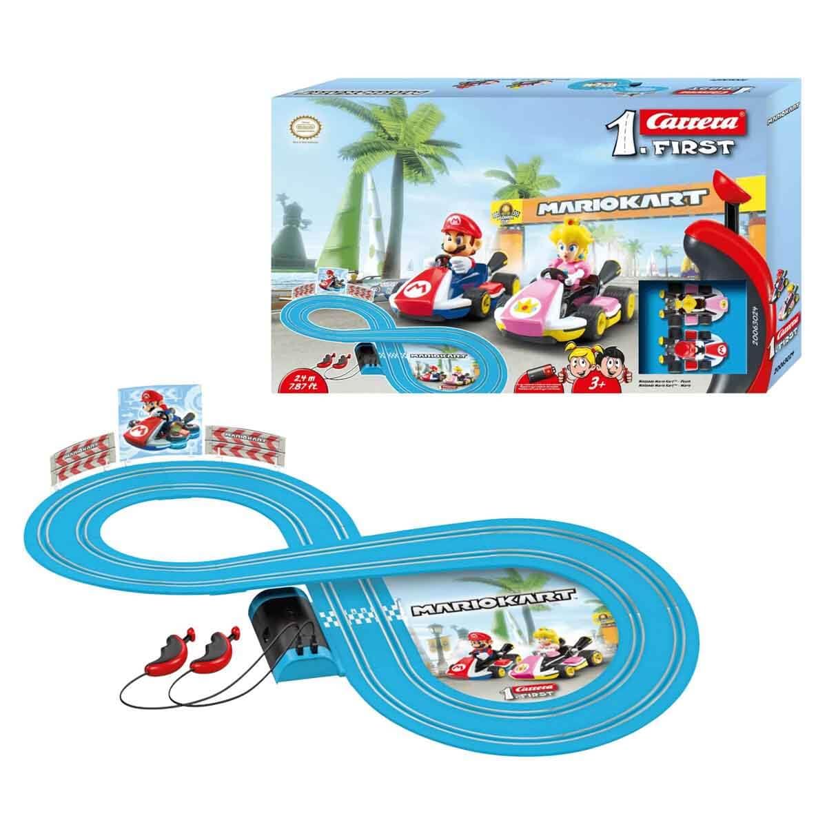 Carrera First Nintendo Mario Kart 20063024 Rennbahn für Kinder ab 3 Jahren - Mario Vs. peach