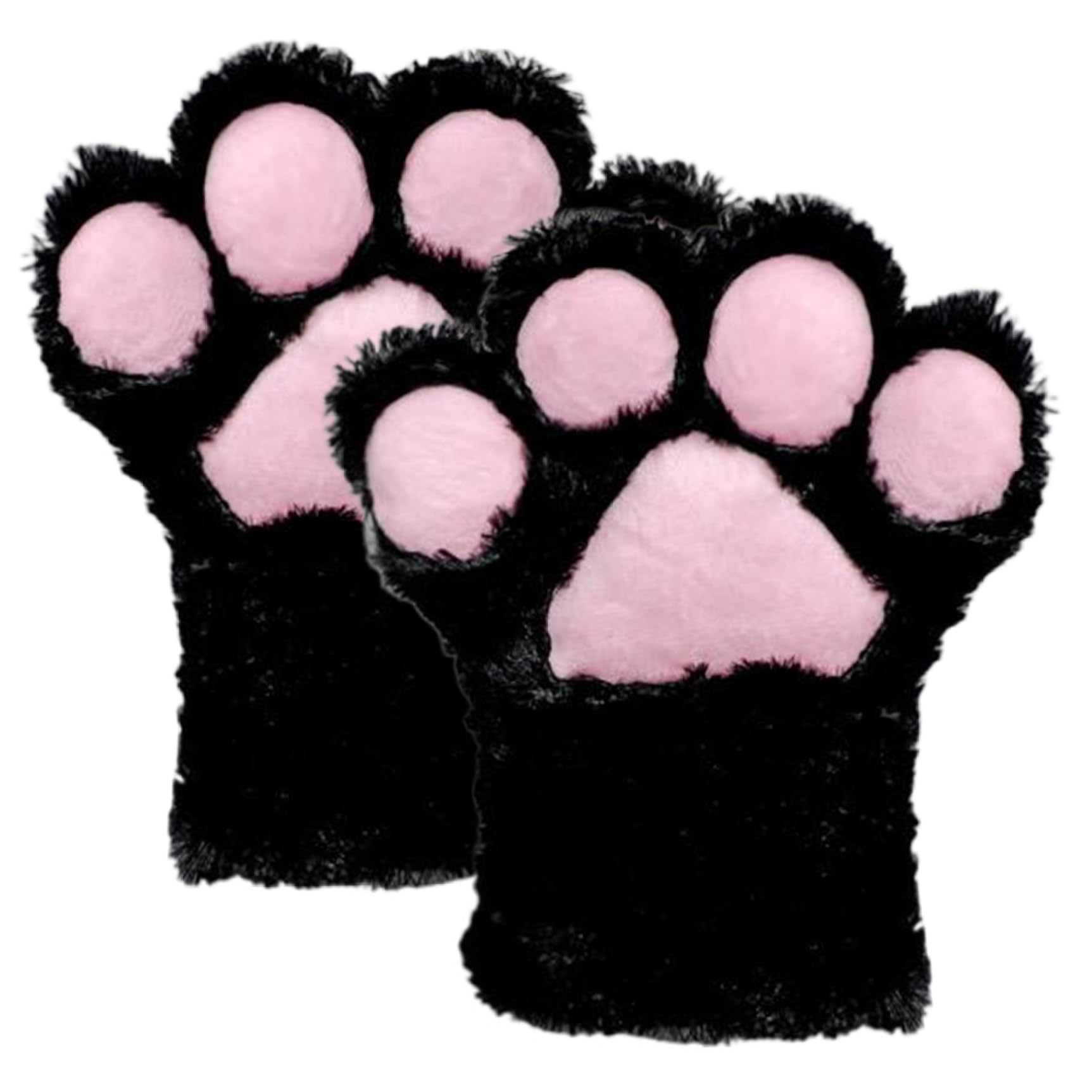 Cat Paws Gloves 1 Pair Cat Paws Cute Fluffy Furry Paws Gloves Soft and Skin Friendly Plush Fox Paws One Size Anime Cosplay Therian Paws Bear Furry Paw for Adults Halloween Costume Accessories