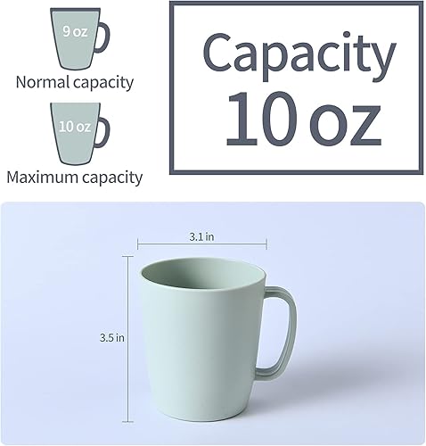 Miniatura 2 de Juego de 5 tazas de café de plástico irrompibles de 10 onzas con asa, 3 colores básicos, aptas para lavavajillas