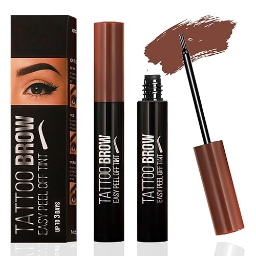 RKISSBEAUTY Peel off Eyebrow Gel Waterproof and Smudge Proof Tattoo Brow Gel Easy to Apply Achieve Fuller & Defined Brows Makeup 2Pcs Brown