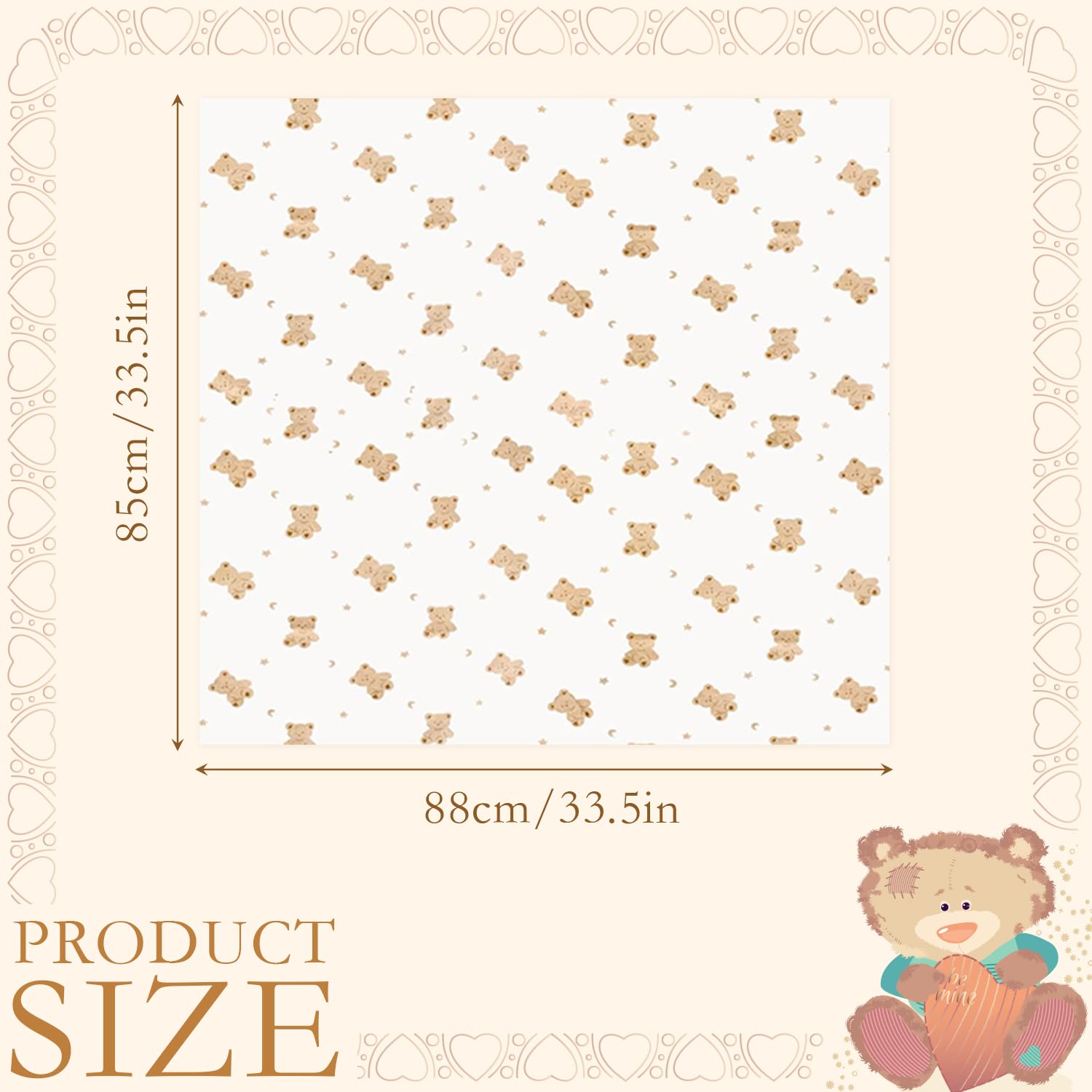 RUGBOL 85×85cm Baby Blanket, Swaddle Blankets Burp Cloths Cotton Soft Newborn Gifts for Pram/Trave/Shower (Bear) - Image 2