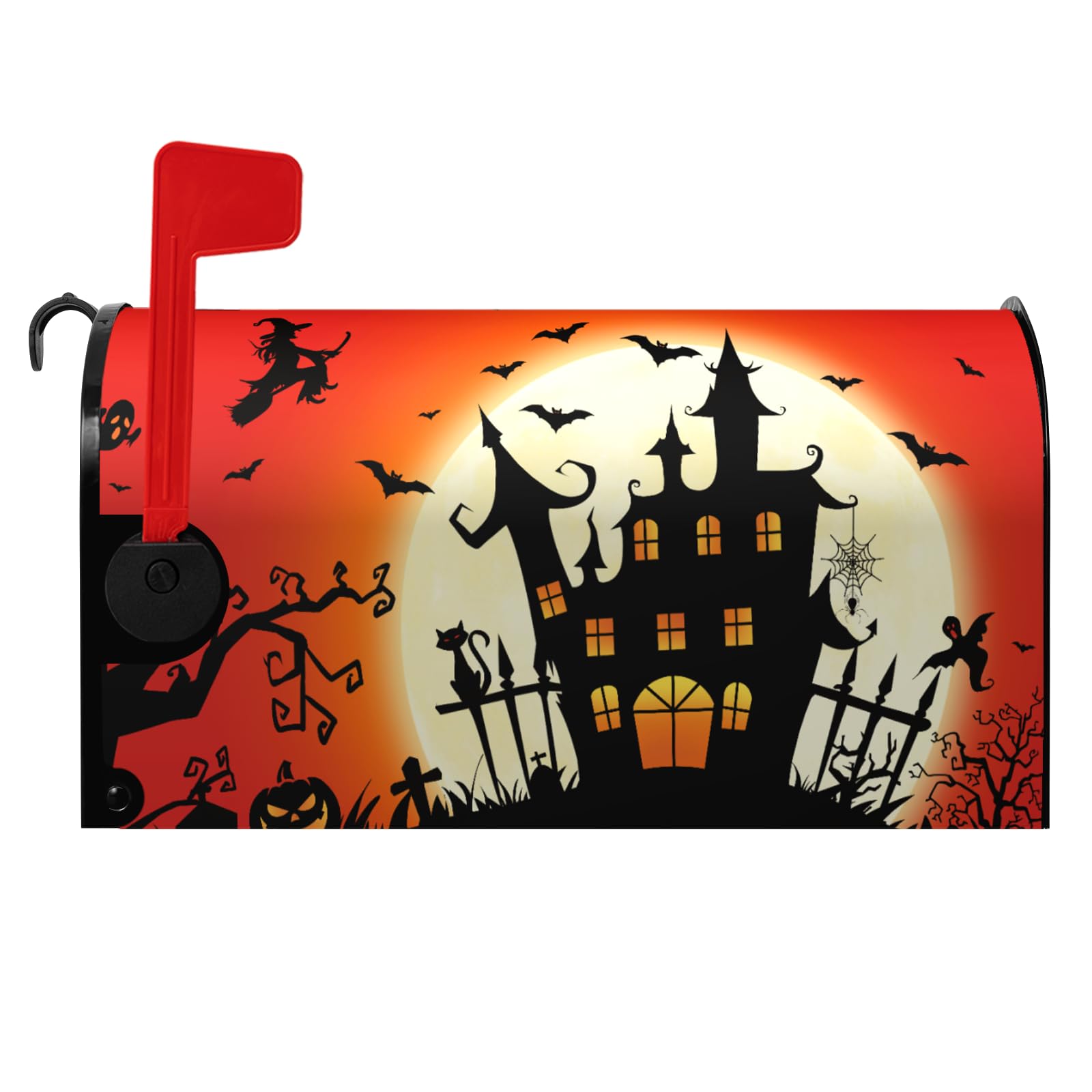 Halloween Mailbox Covers Magnetic Castle Witch Mailbox Cover Mailbox Wraps Post Letter Box Covers Garden Decorations Outdoor 21 X 18 Inch