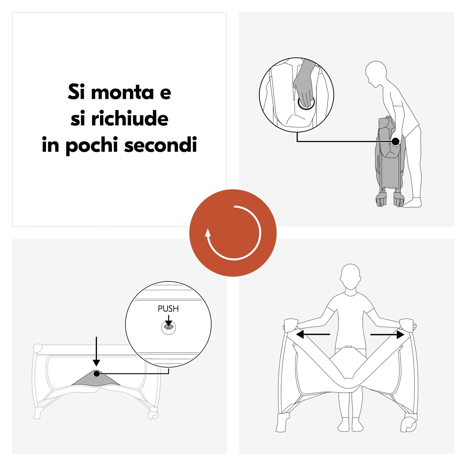 hauck Sleep N Easyfold, Dark Grey - Lettino da Viaggio Facilissimo da Richiudere dalla Nascita fino a 15 kg con Ruote, Borsa di Trasport e Grande Ingresso Zip per Giocare, 125 x 69 x 82 cm, 7,6 kg