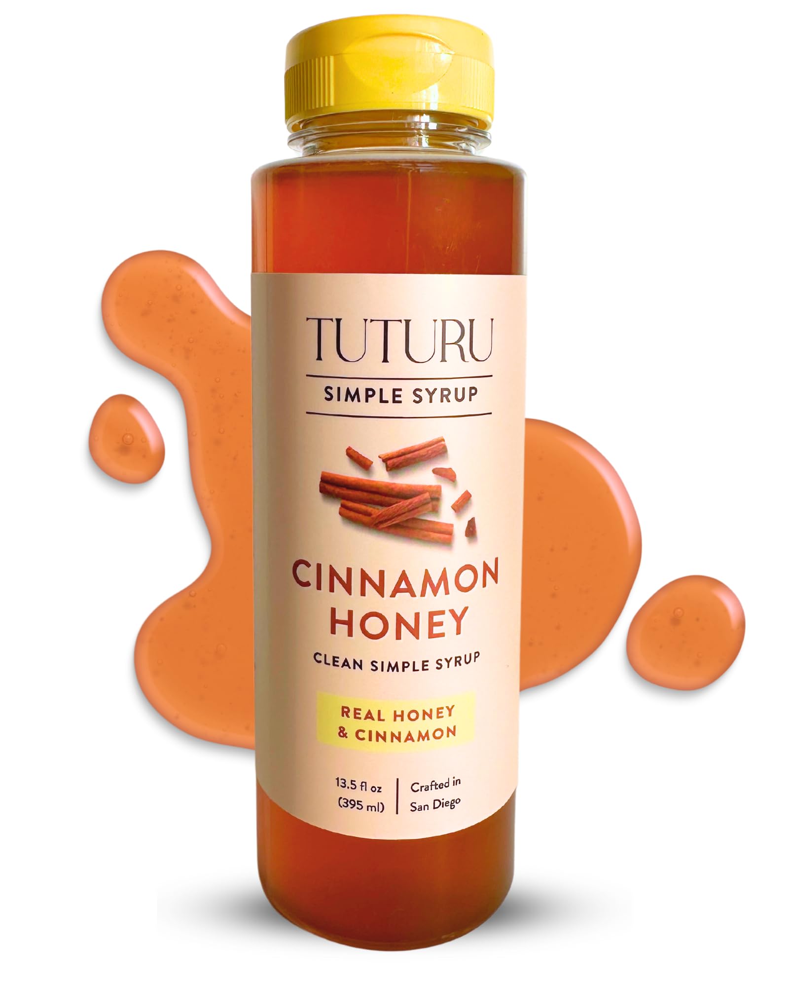 Cinnamon Honey Simple Syrup for Coffee, Cocktails, Tea, Matcha - Clean Simple Syrup with Real Cinnamon & Honey - 13.5 oz[Amazon-developed Certification] Compact by Design
