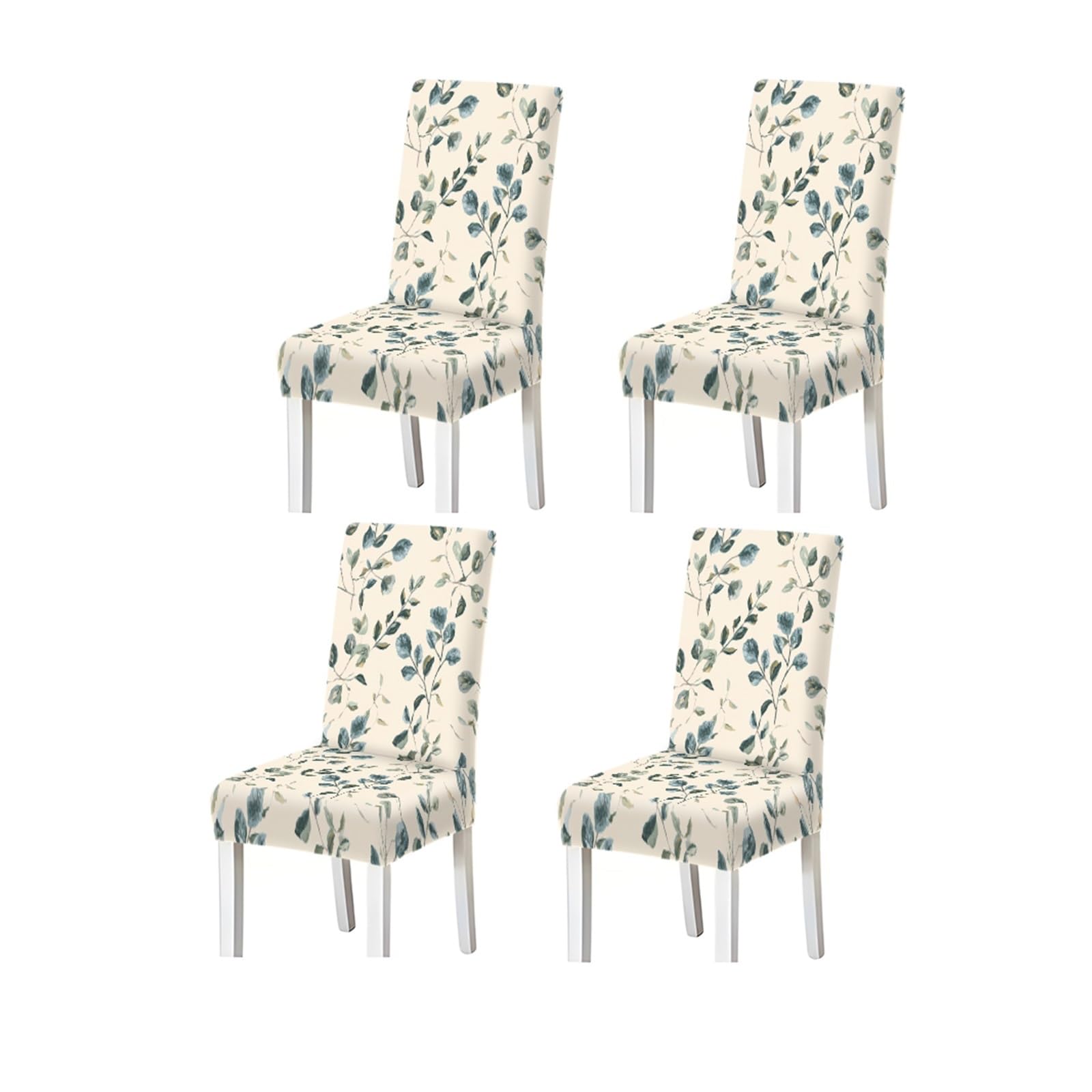 FZJKGH Sage Green Eucalyptus Leaf Pattern Print Dining Chair Covers Set Of 2/4/6, Stretch Slipcovers For Kitchen Dining Room Removable Stretch Slipcovers for Dining Chairs(4PCSChair cover)
