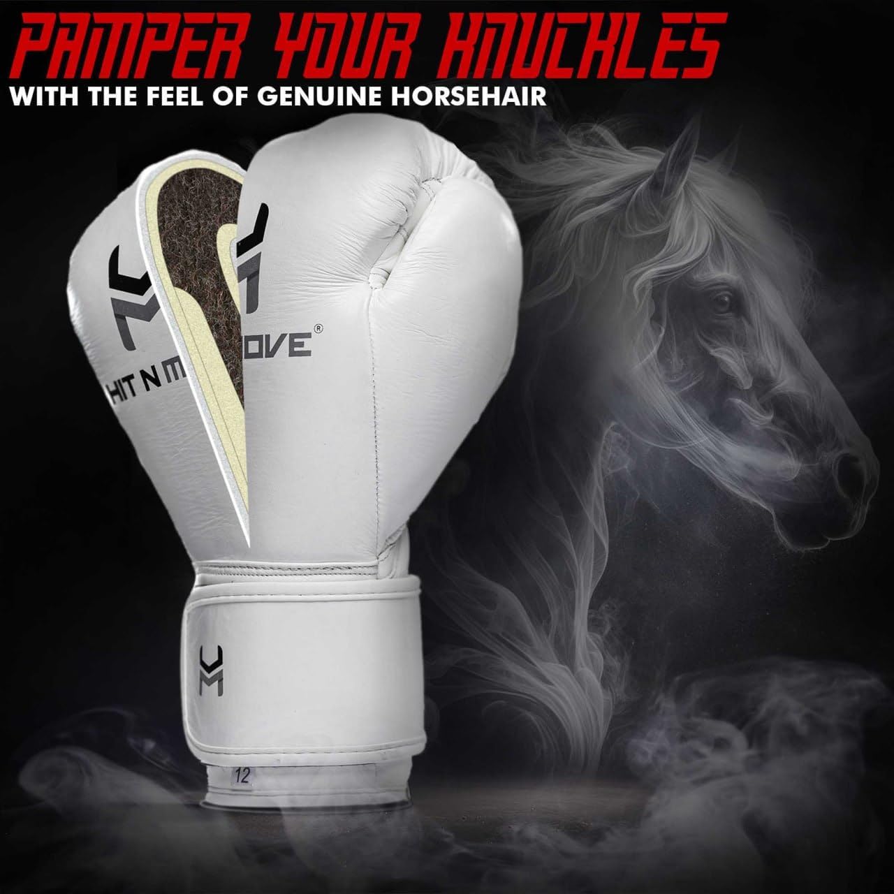 HIT N MOVE Süvari Horsehair Boxing Gloves Hook and Loop, Lace-Up Boxing Gloves Men, Boxing Equipment, MMA Gloves Men, UFC Gloves Horsehair and 100% Cow Leather