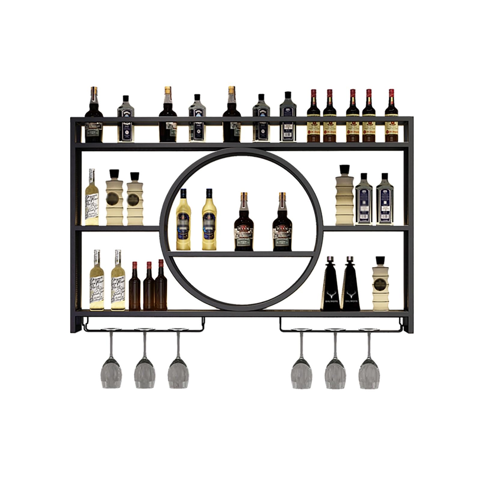 Étagères à vin murales flottantes LED pour un salon moderne