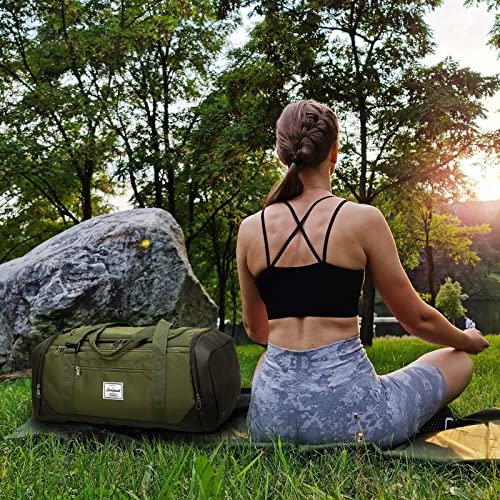Laripwit Reisetasche Herren 40L Mittelgroß Sporttasche mit Schuhfach und Nassfach Weekender Travel Tasche Rucksack für Reisen Duffel für Damen, Armeegrün