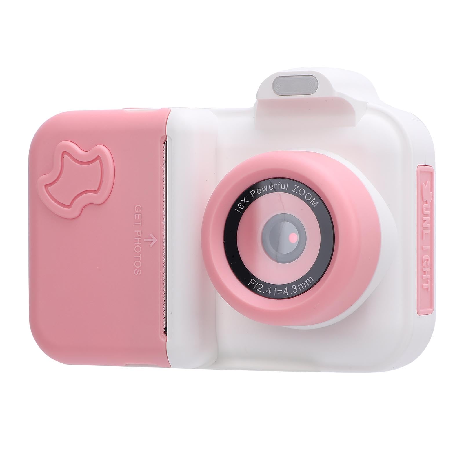 Generic Fotocamera a Stampa Istantanea con Doppio Obiettivo, Fotocamera a Stampa Istantanea da 1300 MAh con 5 Rotoli di Carta da per i Viaggi (Rosa Bianco)