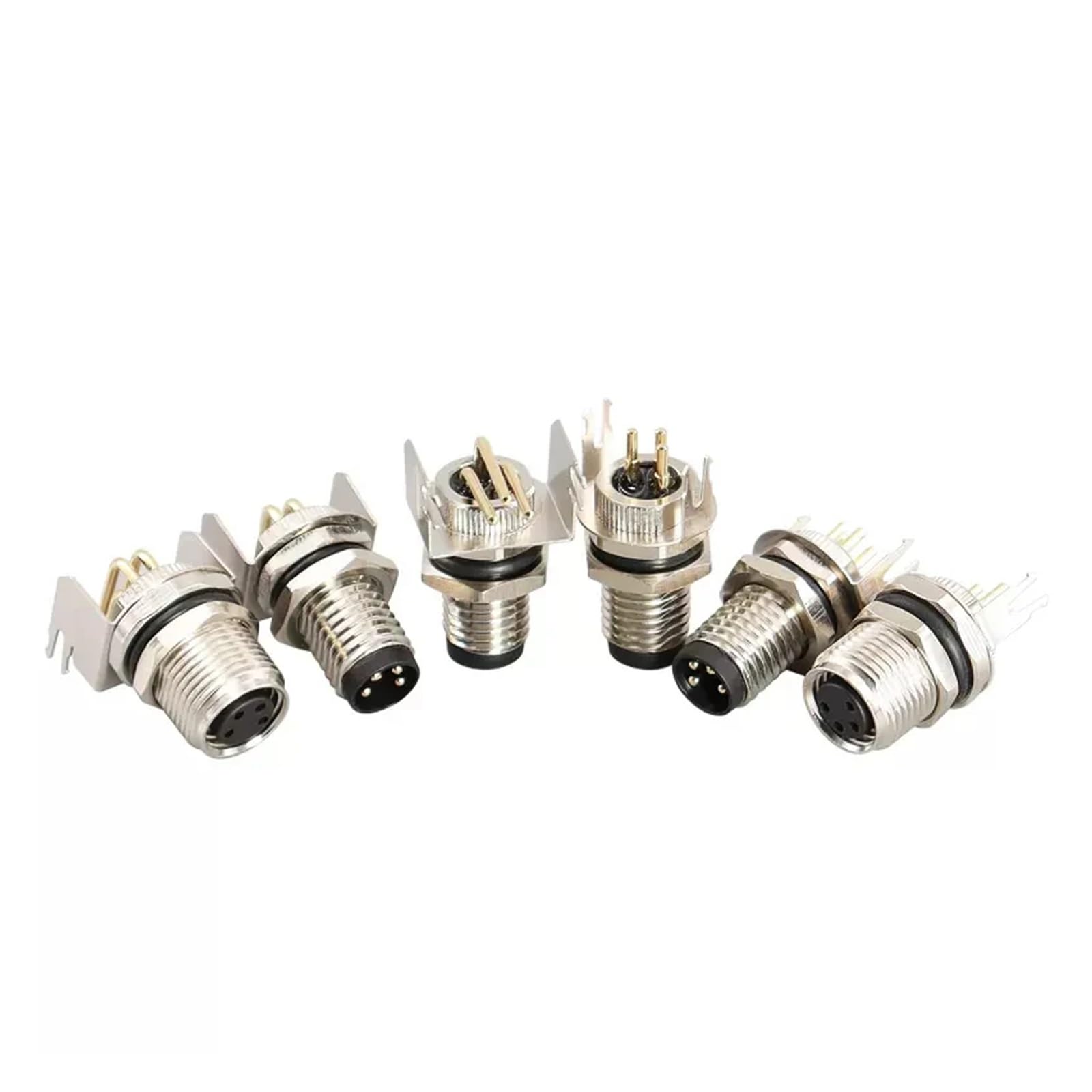 5 pezzi M8 3/4/5/6/8 pin 8 mm piegatura/dritto impermeabile PCB connettore piastra di saldatura ago tipo maschio e femmina connettore(Bendingg-8P Female)