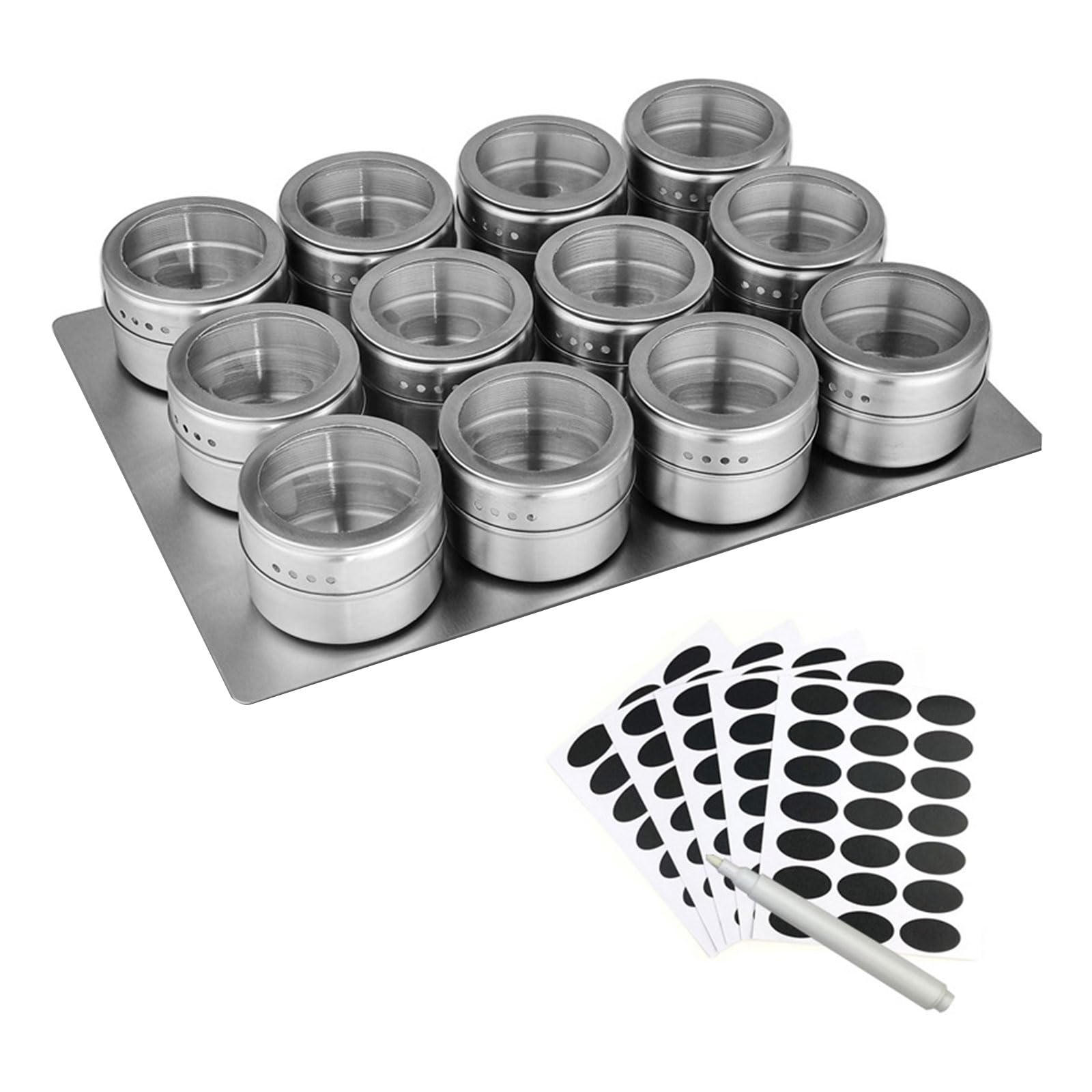 Nucelit 12PCS Spices Organizers Kitchen Seasoning Box StainIess Steel for Cooking Enthusiasts Kitchen Organizers