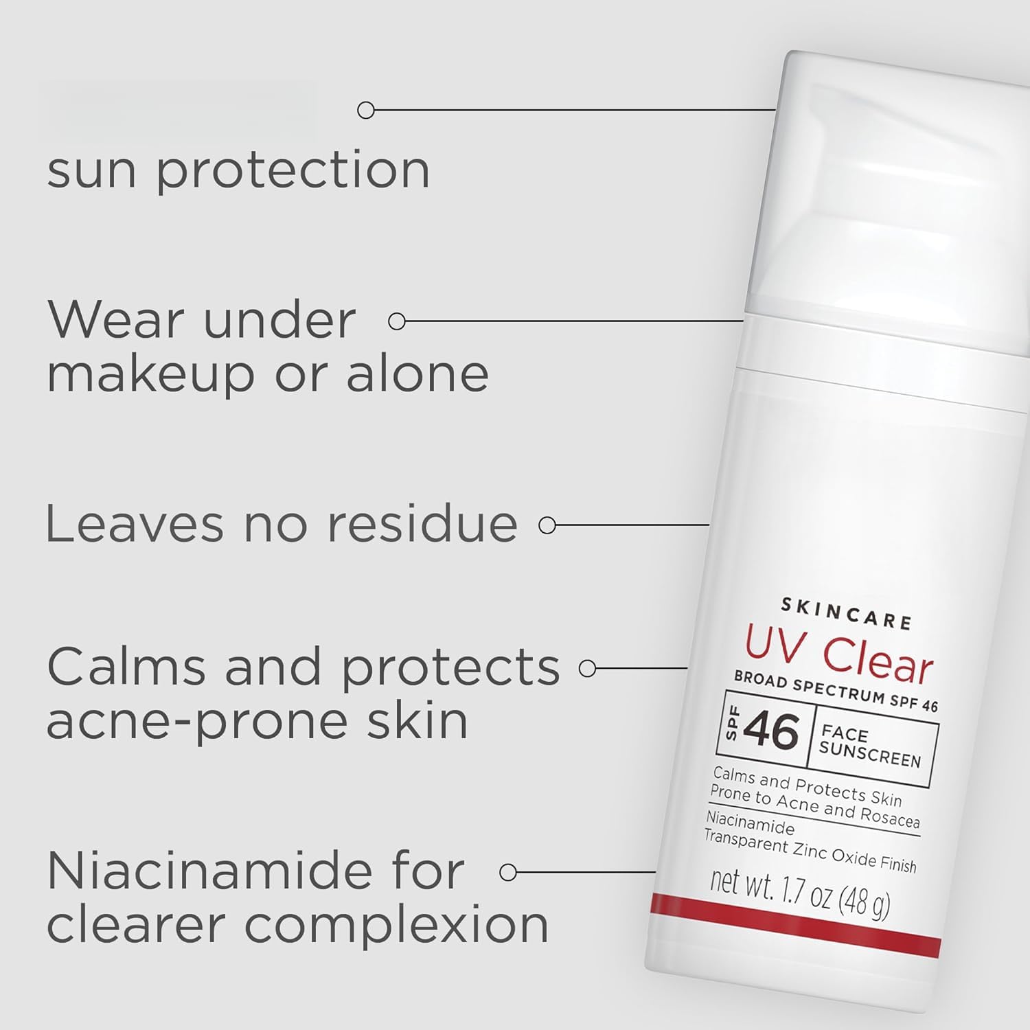 Crème solaire UV transparente pour le visage SPF 46, crème solaire sans huile, recommandée par les dermatologues