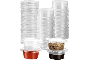 Portion Cups With Lids 3oz - Plastic Portion Cups with Leakproof Lids...