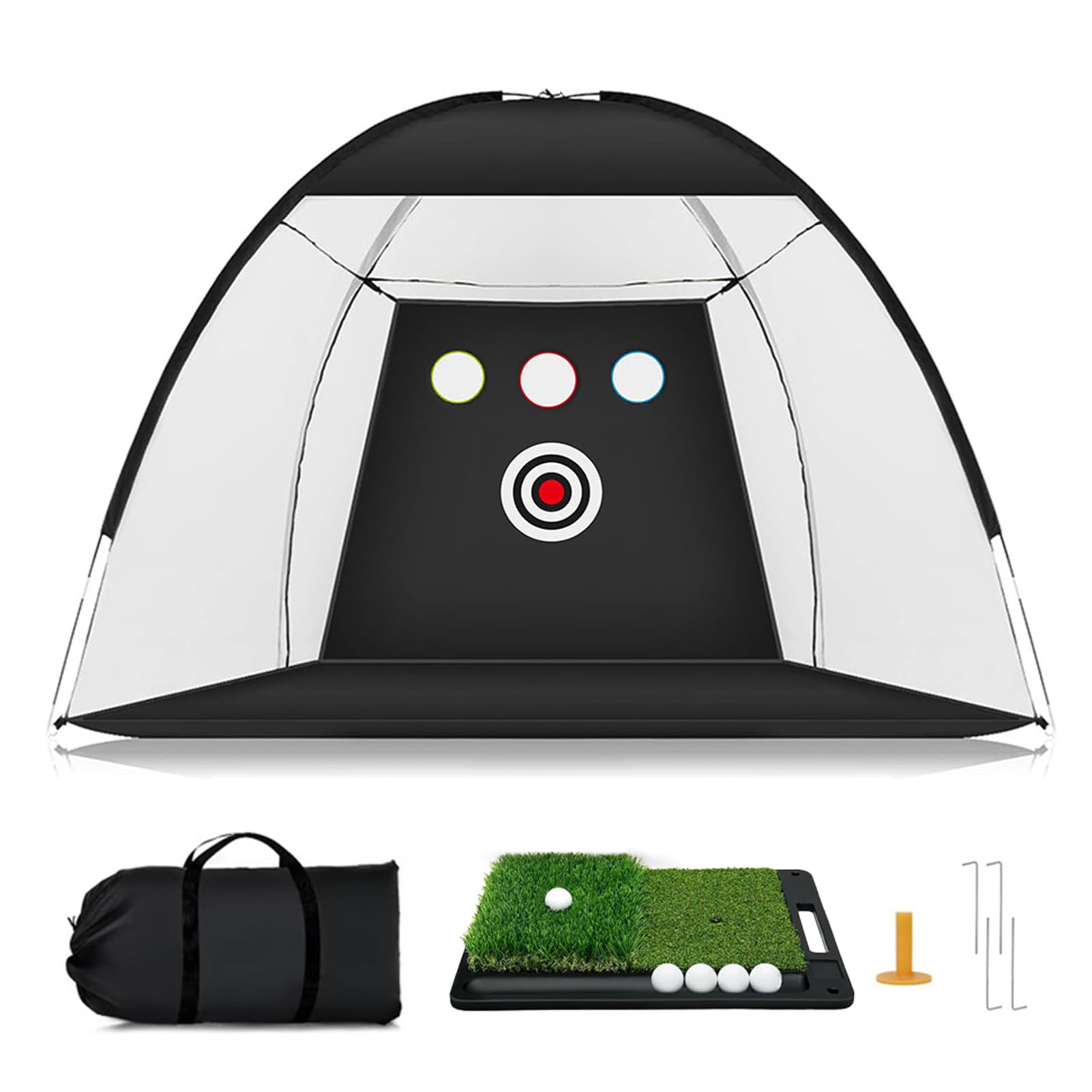 Red de Entrenamiento de Swing de Portátil, Juego de Red de Malla Resistente de 10 Pies con Tapete de Práctica, Ideal para Patio Trasero y Viajes