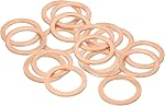 MECCANIXITY 6Pcs Flat Washer, M26 Copper Washers Copper Sealing Ring Crush Washer Kit Assortment, 26mm ID, 32mm OD, 2mm Thick for Bolts Screws Machinery Repair